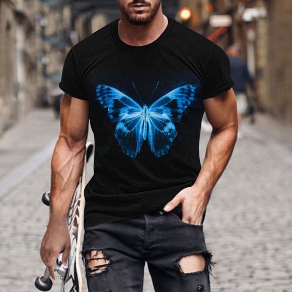 Weiqiqre Hauts pour Hommes Imprimé Manches Courtes Col Rond T-shirt Mode Décontractée Manches Courtes Parfait pour Activités Extérieures Chaud, Taille M-5TG