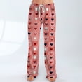 thumbnail image 5 of Fgvctg Valentine's Day Womens Pajamas Comfy Heart Print Wide Leg Pajama Sleepwear High Waisted Pjs Pant Lightweight Fall Spring Drawstring Lounge Pants with Pockets Pink L, 5 of 7