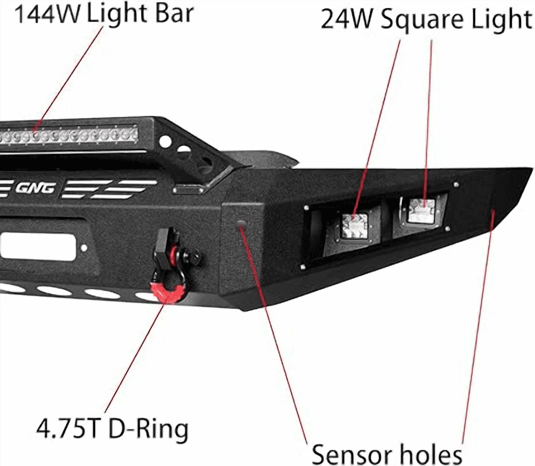 TIOYAR Steel Front Bumper for 2021-2022-2023-2024-2025 Ford F150 (Not Fit F150 Lighting) W/Winch Plate&Lights (Black Texture)