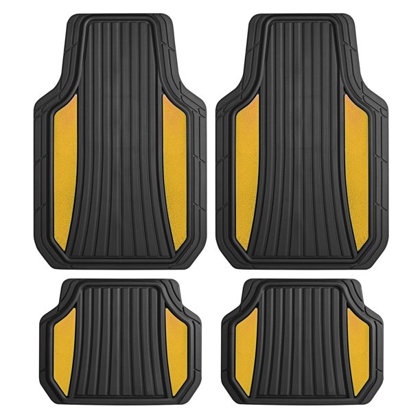 Motor Trend ChromeTech Juego completo de alfombrillas para el piso del automóvil - Alfombrillas de goma duraderas para automóviles con acento de dos tonos Protección interior para todo tipo de clima p