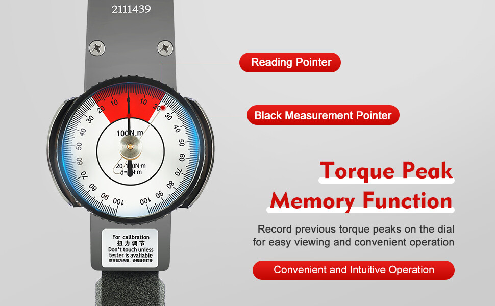 TLB Dial Indicator Torque Wrench Indicating Torquemeter Torque Testing 0-100n.m for Machining Field