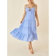 thumbnail image 3 of Kmbangi Robe Midi Cami d'Été pour Femmes Couleur Unie Bretelles Spaghetti Dos Nu Tie-Up Partie Plage Robe de Ligne, 3 of 9