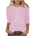 thumbnail image 2 of Fznquz 3/4 Sleeve Oversized Tees for Women Casual Pink Tees 2025 Christmas Trendy Women's Winter Fashion,XL, 2 of 5