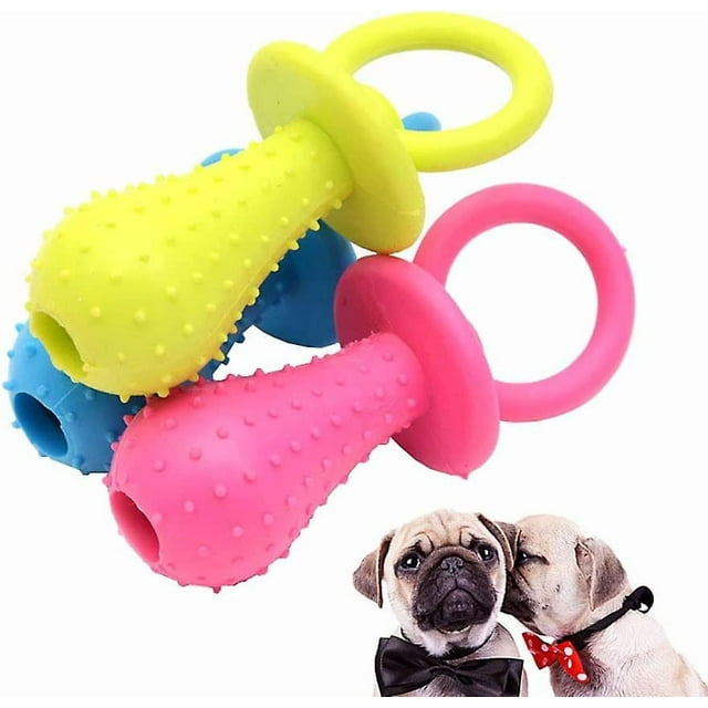 Rubber Chew Toy For Dog - Nipple Shape Bite Resistant Teeth Cleaning Toys With Small Bell