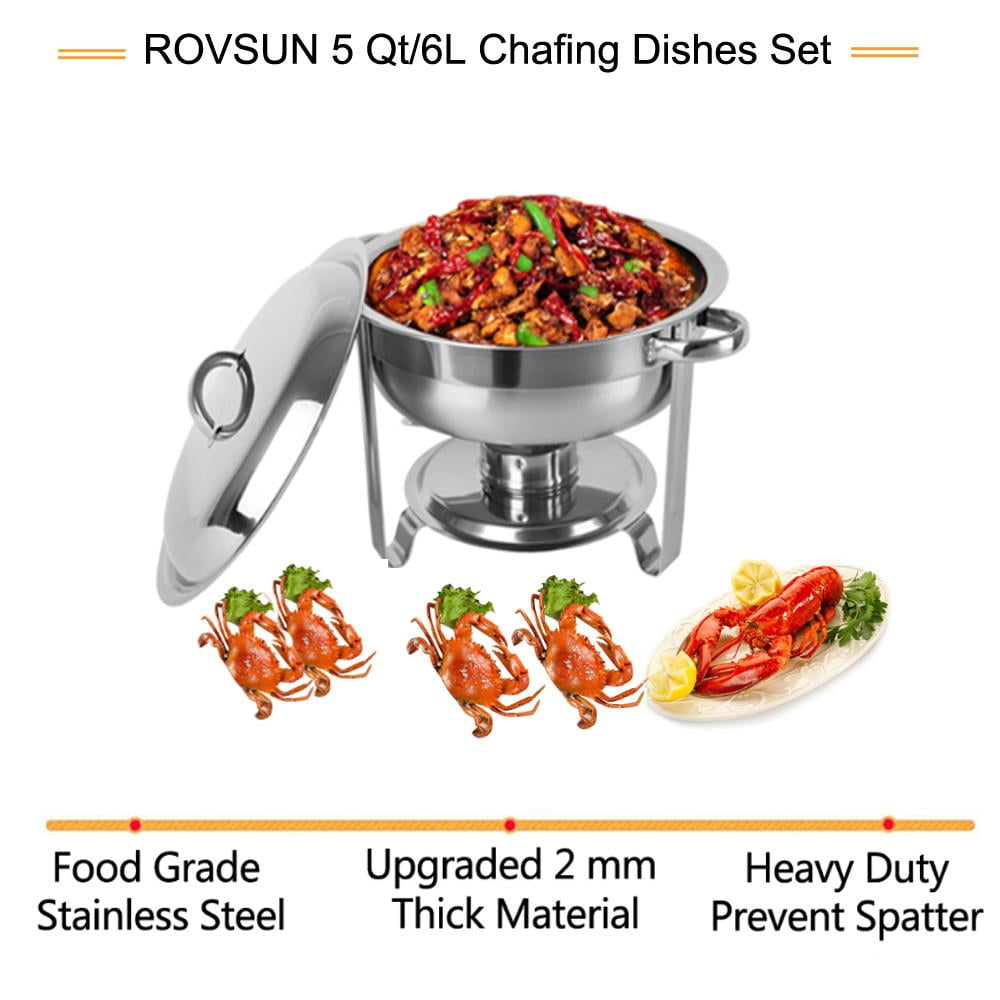 ROVSUN 5 Quart Chafing Dish Buffet Catering,Stainless Steel Round