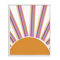 Stupell Industries Retro Striped Sun Rays Landscape & Nature Painting White Framed Art Print Wall Art, 24 x 30