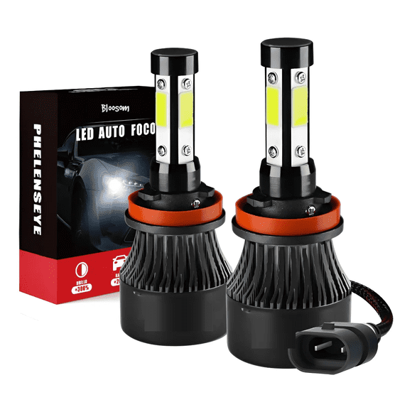 Kit De Faros Delanteros  Bloosom De 4 Lados Led Rayo Bajo Conector H11 Negro