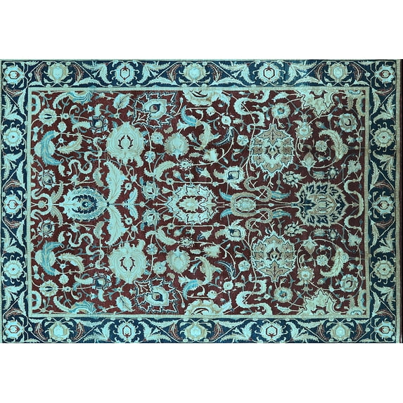 Ahgly Company Indoor Rectangle Oriental Light Blue Industrial Area Rugs, 2' x 5'