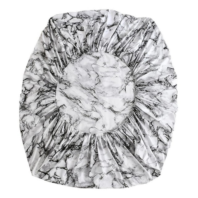 GUOOL Deep Marble Printed Fitted Sheet Mattress Encasement Soft - white white 138x190x35cm