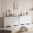 thumbnail image 6 of Vineego 47'' Wide Double Dresser, Rustic Modern Chest of 6 Drawers for Bedroom or Nursery Storage, White, 6 of 7