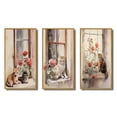 thumbnail image 2 of Designart "Watercolor Orange Cat on Windowsill" Animals Cat Framed Wall Art Set Of 3 - Brown Cat Frame Canvas Set For Living Room Decor, 2 of 6