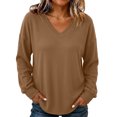thumbnail image 2 of Tqcoqu Women's Ribbed V‑Neck Sweatshirt, Loose Long Sleeve Knit‑Like Pullover Casual Loungewear Top, 2 of 9