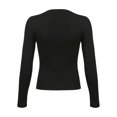 thumbnail image 4 of Musuos Womens Rhinestone Long Sleeve T-Shirt Y2K Fairycore Aesthetic Gothic Black Crop Top, 4 of 6