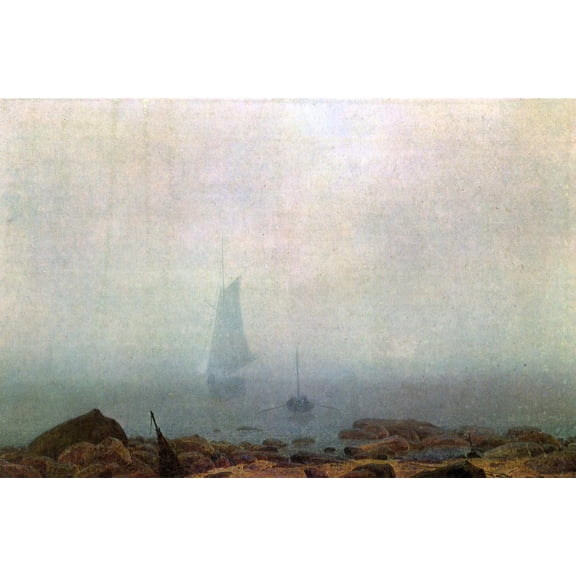 22"x14" Fine Art Quality Poster: Caspar David Friedrich - Meeresstrand im Nebel 1807