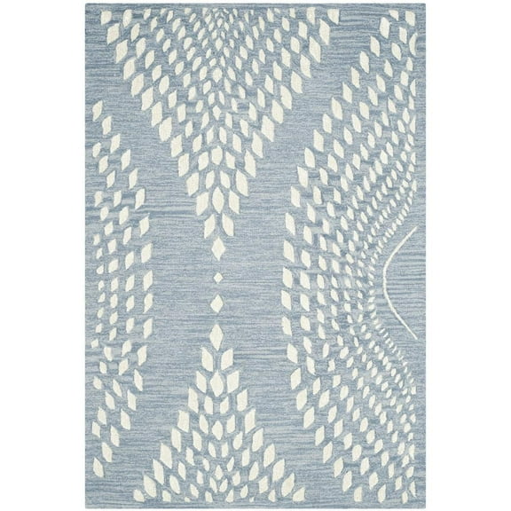 SAFAVIEH Bella Elisie Abstract Floral Leaf Wool Area Rug, Blue/Ivory, 2' x 3'