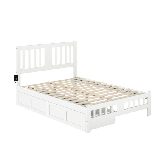 AFI Tahoe Wood Full Bed with Footboard and 2 Drawers in White