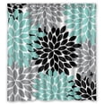thumbnail image 1 of ABPHQTO Cortina de ducha impermeable con estampado floral de dalia verde gris negro 160x180 cm, 1 of 2