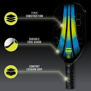 Franklin Sports Wooden Pickleball Paddle - Demolisher - Black, Blue, Yellow - 11oz