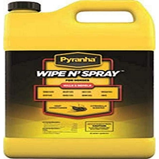Pyranha Wipe & Spray Fly Repellent for Horses, Citronella Scent, 1 Gallon – Effective Protection Against Flies, Mosquitoes, Gnats, Fleas & Ticks