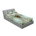 thumbnail image 2 of Ambesonne Ethnic Fitted Sheet & Pillow Sham Set, Tie Dye Effect Batik, Twin, Brown Blue, 2 of 2