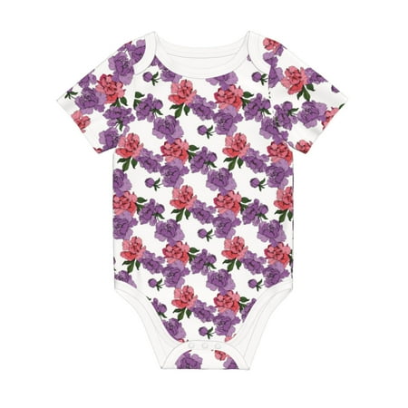 

Matuu Peonies for Baby Short-Sleeve Bodysuit Soft Cotton Comfortable and Breathable Perfect for Newborns and Infants