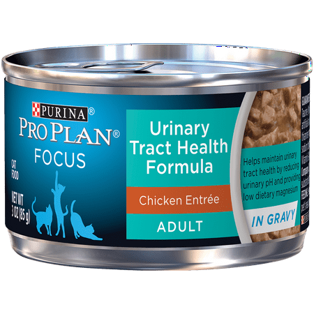 Purina Pro Plan Urinary Tract Health Gravy Wet Cat Food, FOCUS Urinary Tract Health Formula Chicken Entree - (24) 3 oz. Pull-Top (Best Canned Cat Food For Urinary Problems)