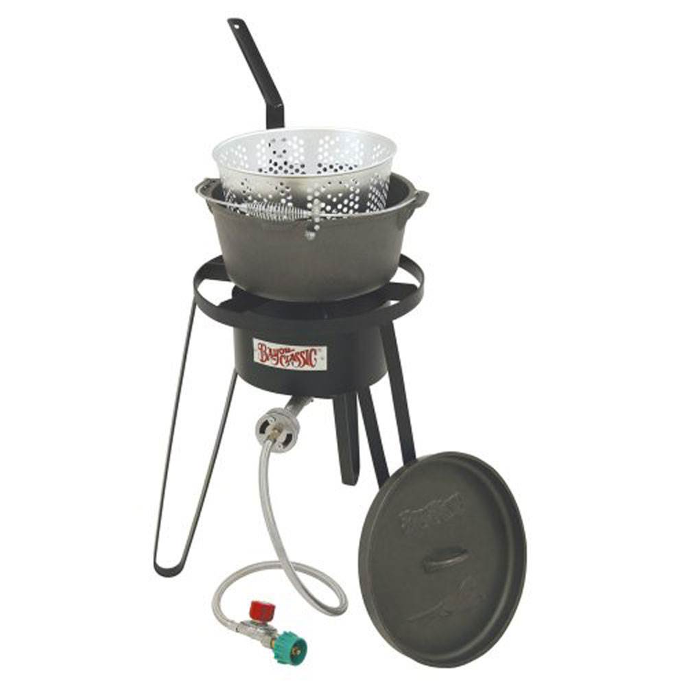 Bayou Classic Stainless Steel 8.5 Quart Cast Iron Fish Fryer Cooker Kit