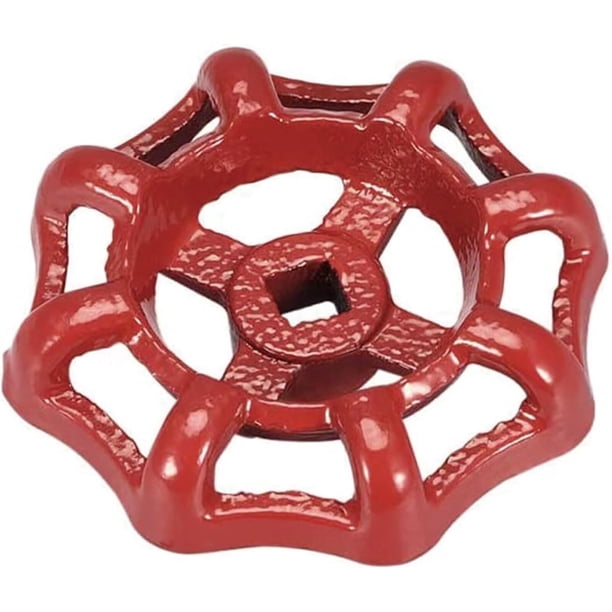 Manija de grifo de hierro fundido pintada de rojo, diámetro exterior de 4,3 cm, vástago cuadrado