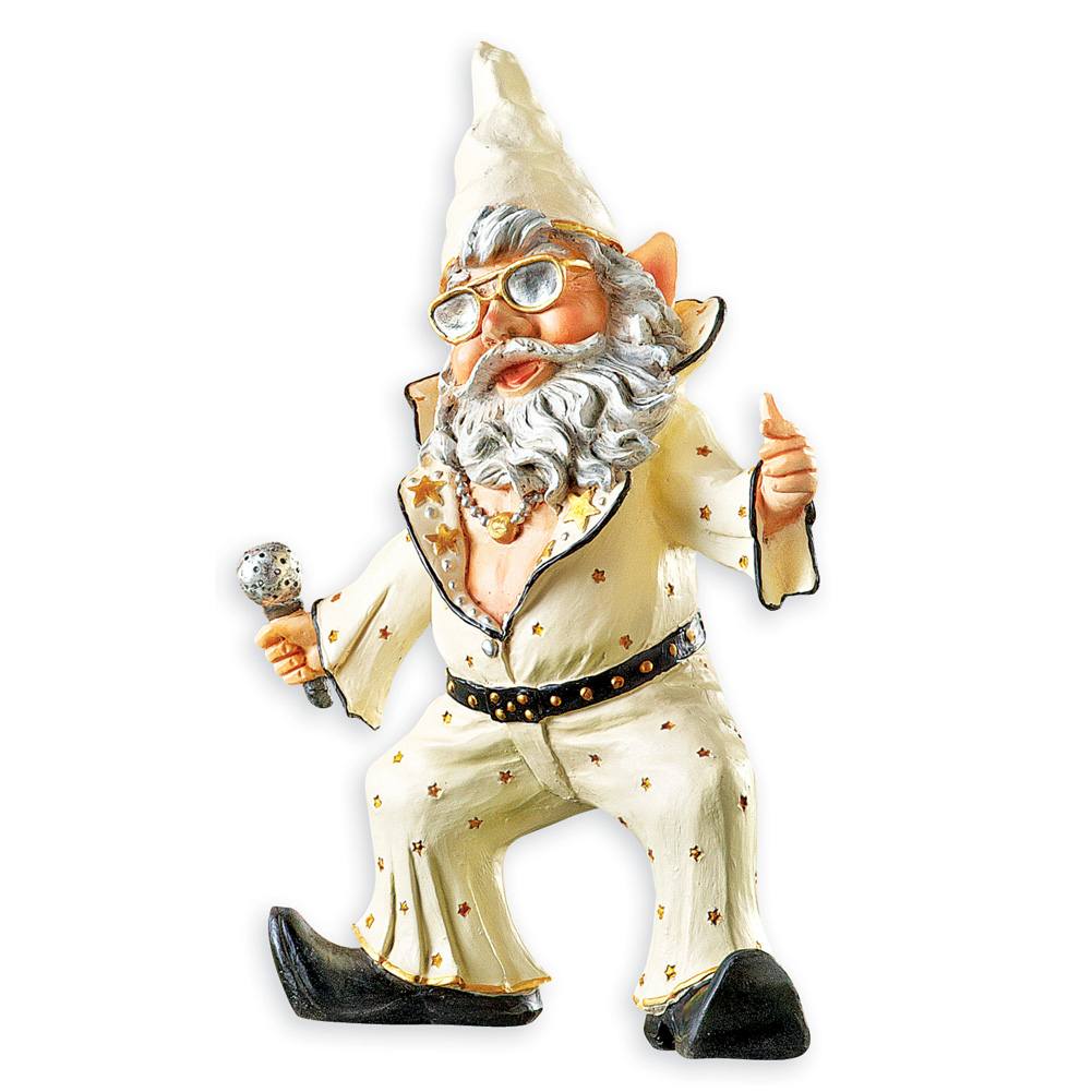 Party Gnomes Funny Outdoor Garden Statue Figurines, Singer by Collections Etc