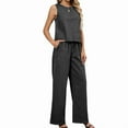 thumbnail image 2 of Women's Two Piece Denim Suits Sleeveless, Wide Leg Jeans & Pants, Outerwear Vests (Women's), 2 of 9