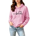 thumbnail image 6 of Sweatshirts for Women Fleece Thickened Heart Print Long-Sleeved Hooded Sweatshirt,Pink,S, 6 of 9