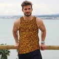 thumbnail image 6 of Gukieu Golden Glitter Print Men's Quick Dry Fitness Vest, Round Neck Sleeveless Fitness Bodybuilding Top-3X-Large, 6 of 7