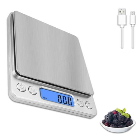 

Kitchen Scale 1kg/0.1g High Accuracy Mini Pocket Jewelry Scale Measures in Grams and OZ with LCD Display for Cooking Baking Tare Function 2 Trays (Batteries Not Included)