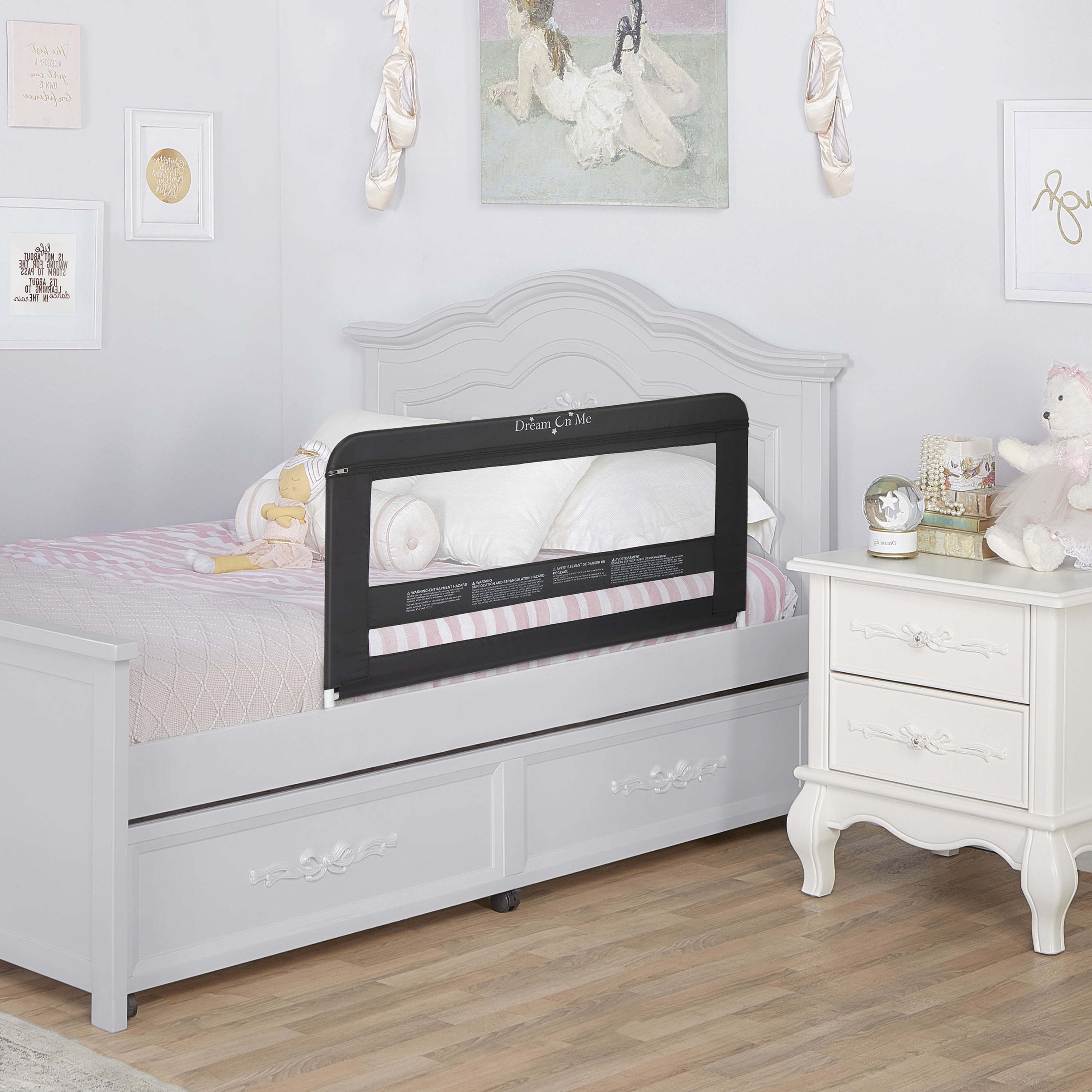 Dream On Me Lightweight Mesh Security Adjustable Bed Rail for Toddler in Black, Fits for Twin, Full, Queen, Toddlers and Bunk Size Beds with a Mattress height less than 5" inches only.