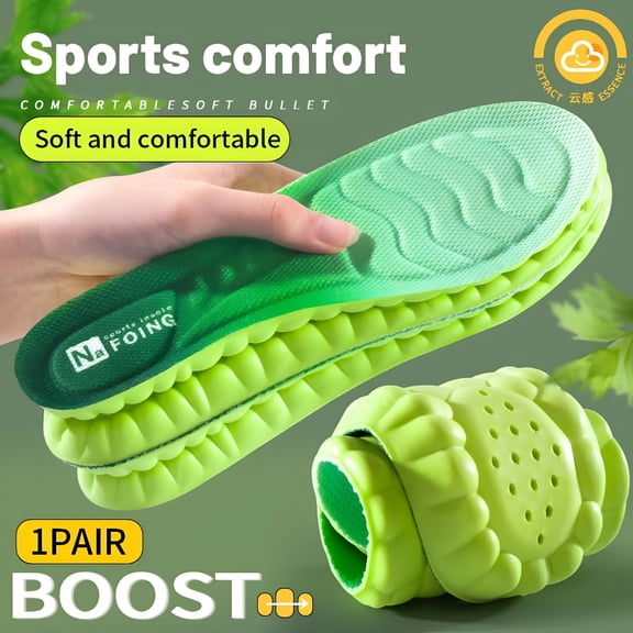 XIRQI Cloud Technology Sports Insoles for Shoes PU Sole Soft Breathable Shock Absorption Cushion Running Orthopedic Care Insoles Green EU43-44(270mm)