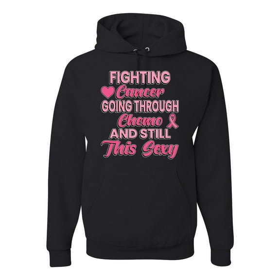 Wild Bobby, Fighting Cancer And Still Sexy, Breast Cancer Awareness, Unisex Graphic Hoodie Sweatshirt, Black, X-Large