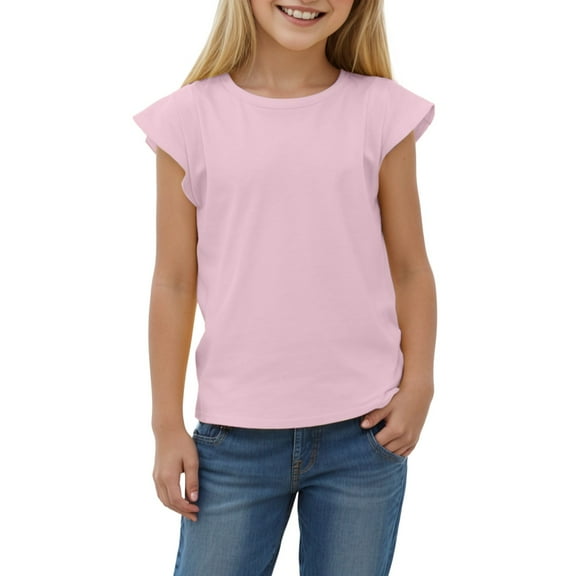Gubotare Cute Tops for Girls Girls Summer Tops Fashionable Short Sleeve T-Shirt Casual Daily Shirt for Kids Size 8T 9T (Pink,8-9 Years)