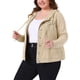 thumbnail image 4 of Chaquetas de mujer de tallas grandes Agnes Orinda, abrigos en capas, sudadera con cordón, chaquetas de mezclilla, 3X caqui, 4 of 6