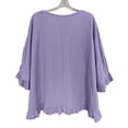 thumbnail image 5 of hlysgo Women's Batwing Sleeve Tunic Tops V Neck Double Ruffle Trim Boho Blouse Casual Loungewear Home Vacation Shirts Purple,XL, 5 of 5
