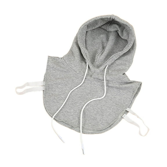 ROZYARD Unisex Hoodie Fake Collar Detachable Dickey Solid Color Half Sweatshirt with Hat