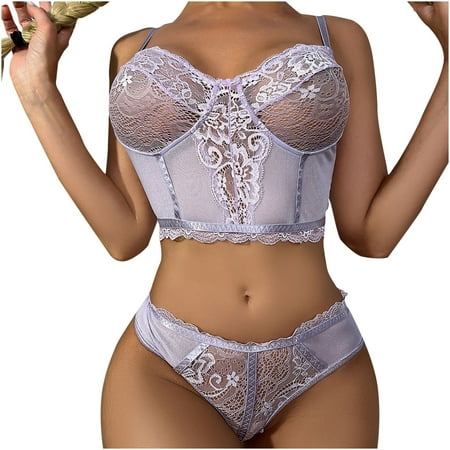 

KEJIG High Quality Sexy Underwear Pajamas Lace Perspective Backless Underwear Two Piece Set