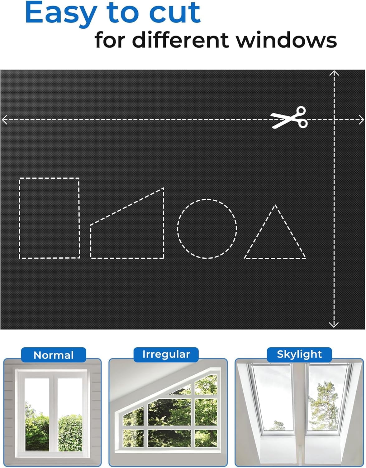 Blackout Curtains for Bedroom Portable 42"x60",No Drill Black Out Shades with Upgraded Hook&Loop Tapes,100% Blackout Window Cover,Thermal Insulated Blinds for Bedroom,Nursery(1 Panel,Black)