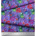 thumbnail image 3 of Soimoi Rayon Fabric Leaves & Poppy Floral Printed Fabric 1 Yard 56 Inch Wide, 3 of 6