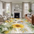 thumbnail image 2 of 8x10 Area Rugs Sunflower Bee Non-Skid Rubber Backing Large Rectangle Rugs - Living Room Bedroom Home Office, Vintage Summer Botanical Farmhouse Indoor Floor Mat Carpets Washable Rug, 2 of 9