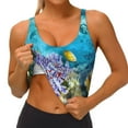 thumbnail image 3 of Pofeuu Corals and Tropical Fish Print Sports Bra for Women Sexy Vest Yoga Running Gym Fitness Crop Bras Tops-, 3 of 8