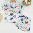 thumbnail image 2 of Tranfacy Boys and Girls 12M-8Y Summer Dinosaur Print Imitation Silk Short Sleeve Shorts Home Sleepwear Casual Matching Suits, 2 of 5
