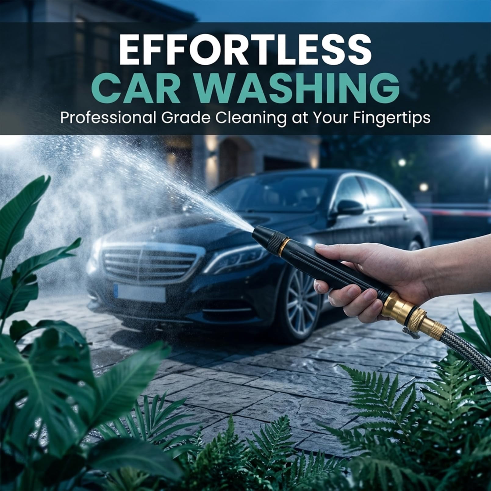 Home High-Pressure Car Wash Water Gun,Adjustable Spray Patterns for Car Driveway Patio Yard Watering and Washing