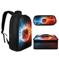 thumbnail image 2 of KUIFORTI Fire Basketball Backpack Messenger Bag Large Capacity Lunch Case Pen Storage Organizer Case Accessories, 2 of 5