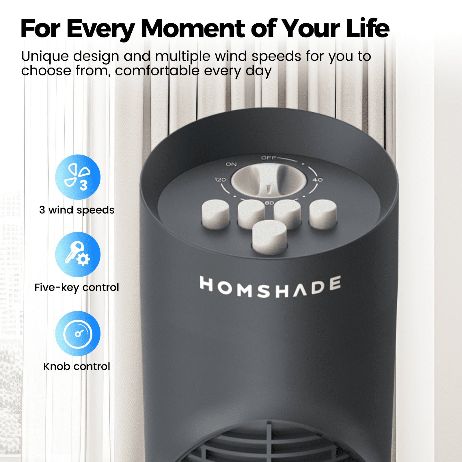 Tower Fan, 32" Wide Oscillating Cooling Fan with 3 Speeds 3 Wind Modes ,Timer,Pentatonic Button,Standing Fan for Home,Bedroom & Office