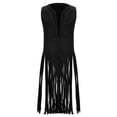 thumbnail image 3 of Gunia Tank Tops Women Long Vest With Fringe Shawl Wrap Asymmetrical Hem Sleeveless Open Front Cardigan Coat Lightweight Layering Camisole Tops For Women Black, 3 of 3